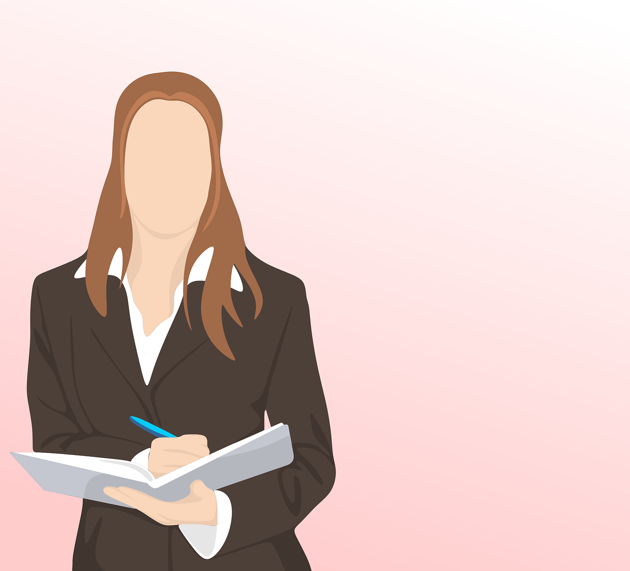 a graphic of a woman wearing professional clothing