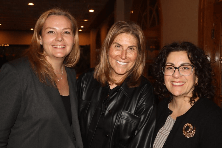 Group photo of Britt Burner, Esq.; Ellyn Kravitz, Esq.; and Hon. Lara Genovesi at the CLE event.